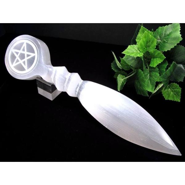 美品キャッツアイセレナイト アセイミー 長さ約23cm-25cm 珍しい短剣型 聖母マリアのガラス ...