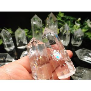 虹入り 水晶ポイント 六角柱 90グラム-100グラム 超透明 手ごろな小さめサイズ 大人気浄化アイテム ブラジル産 パワーストーン 天然石