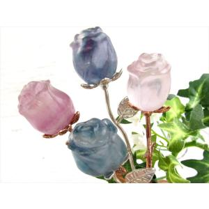 薔薇のつぼみ 愛の告白 選べる2種 マルチカラー フローライト 薔薇 ローズ 彫刻 置物 全長約15cm 1個売り 美と愛の象徴 美麗 天才・知性の石 薔薇 バラ