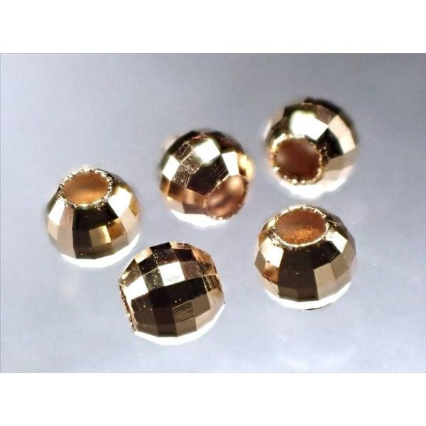 18金ゴールドカットビーズ 約3mm 穴径約0.6mm 1セット5個入り デザインブレスのサイズ調整...
