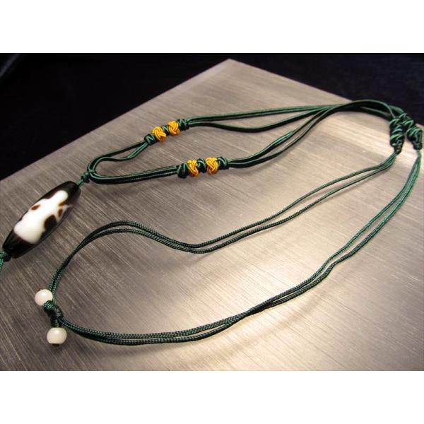 デザイン組み紐ネックレス タイプE 首周りサイズ50-70cm 東洋の趣きを感じる緑の紐タイプ 天珠...