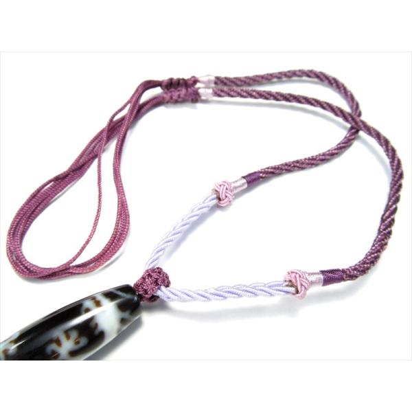 デザイン組み紐ネックレス パープル&amp;ラベンダー紐 首周りサイズ約50cm-65cm 1本売り 天珠・...