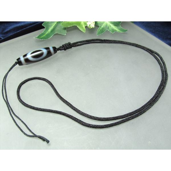 デザイン組み紐ネックレス シンプルタイプ ブラック 首周りサイズ60cm前後 ブラックカラー 天珠 ...