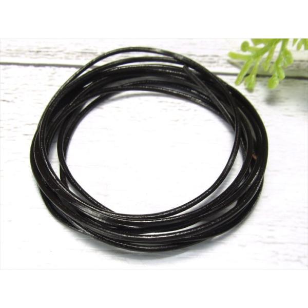 細めタイプ 本革 革紐 ブラック 長さ約1m 紐幅約1mm レザーコード ハンドメイドアクセサリー制...