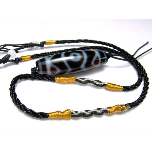 デザイン組み紐ネックレス ブラックカラー 首周りサイズ約60cm 長さの調整可能な組み紐ネックレス ...