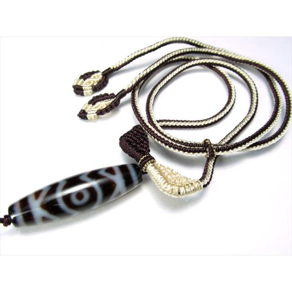 デザイン組み紐ネックレス ホワイト&amp;ブラウンMIXカラー 首周りサイズ約60cm 長さの調整可能な組...