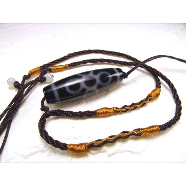 デザイン組み紐ネックレス 首周りサイズ60cm シンプルタイプ ブラウン 天珠 天然石が装着可能 タ...
