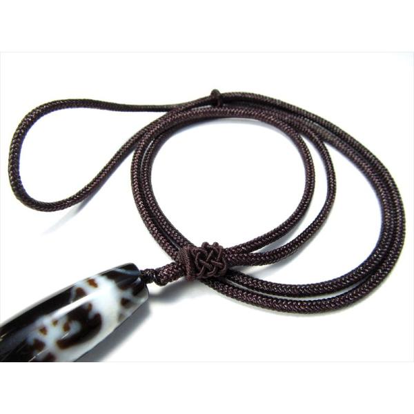 デザイン組み紐ネックレス シンプルタイプ ブラウン 首周りサイズ60cm前後 ブラウンカラー 天珠 ...