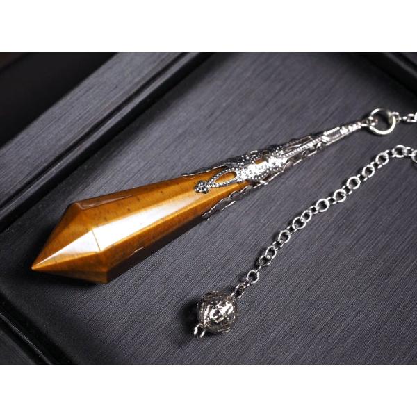 ペンデュラム  タイガーアイ ヴィンテージ調 ラグジュアリー装飾 縦約75mm-80mm 1個売り ...