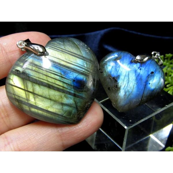 3A ラブラドライト ハート型 ペンダントトップ 重さ約15g-20g 1個売り ブルーシラー レイ...