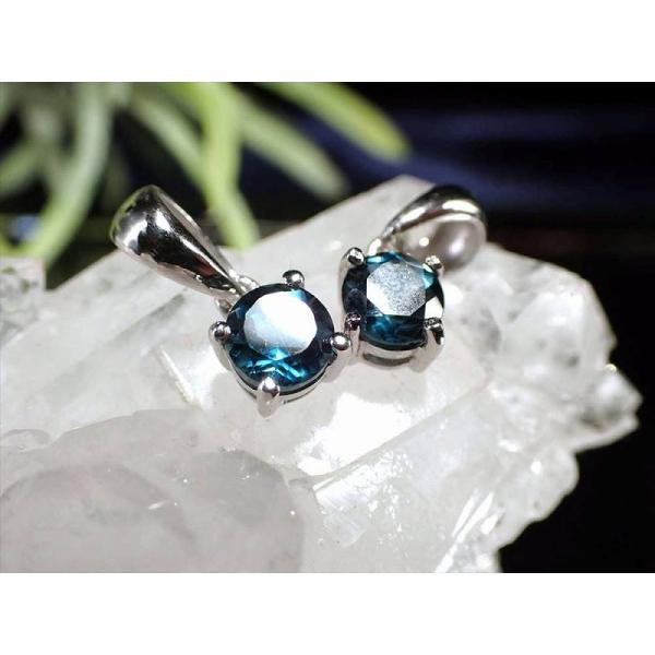 ロンドンブルートパーズ ペンダントトップ ラウンドカット 1個売り 石サイズ縦約5mm Silver...