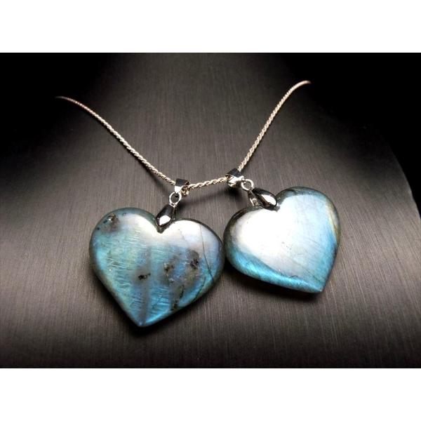 4A ラブラドライト ハート型 ペンダントトップ 重さ 約7-10グラム くっきりブルーシラー マダ...