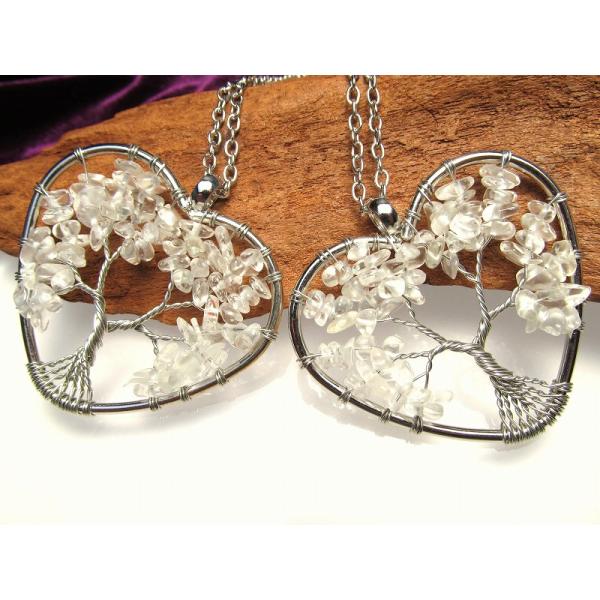 世界樹モチーフ 水晶 ハート型 ペンダントトップ 幅約52mm ワールドツリー ペンダントトップ 世...