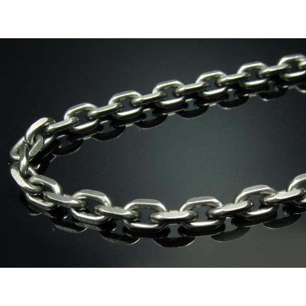 高品質 Silver925 あずき ネックレスチェーン 4面カット 長さ50cm 幅約4mm 金具最...