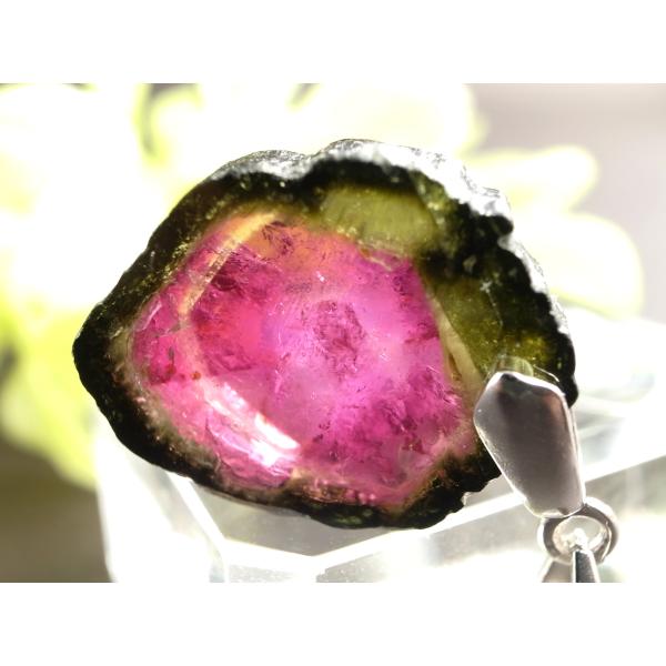 ロイヤルクラス ウォーターメロントルマリン ペンダントトップ 重さ約2.4g 希少なバイカラートルマ...