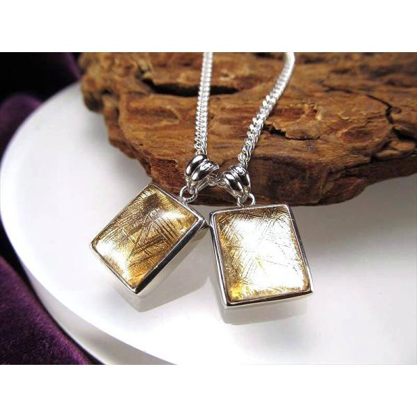 激安宣言 メテオライト隕石スクエアカット型ギベオンペンダントトップ ゴールドカラー 最大幅約14mm...