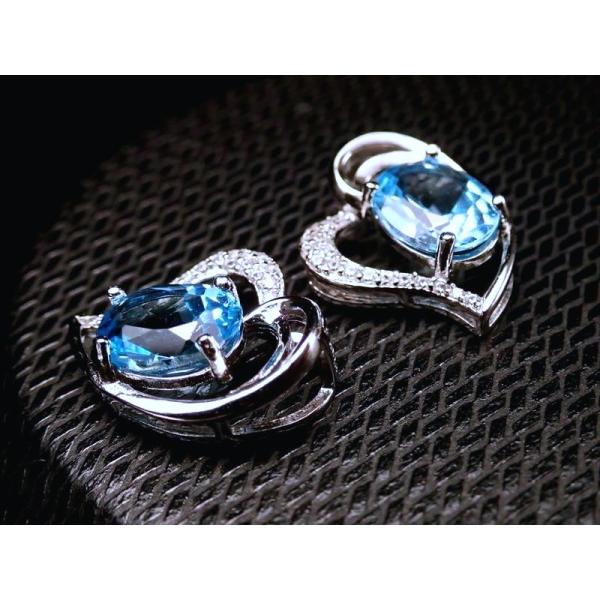 激安宣言 5A 超透明 スイスブルートパーズペンダントトップ オーバルカット ハート型 石サイズ縦約...