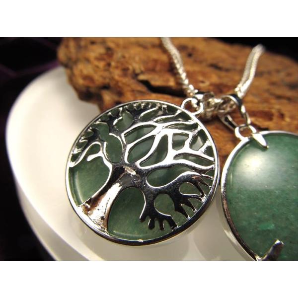 ツリーオブライフペンダントトップ 〈アベンチュリン〉 幅約27.5mm 世界樹モチーフ リバーシブル...