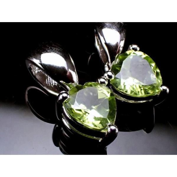 極上5A 超透明宝石質 ペリドット ペンダントトップ ハートカット 石サイズ縦約6mm 輝き放つ 繊...