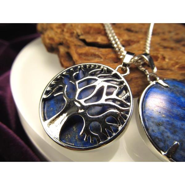 ツリーオブライフペンダントトップ 〈ラピスラズリ〉 幅約27.5mm 世界樹モチーフ リバーシブルペ...