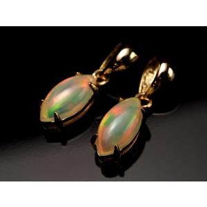 極上遊色5A プレシャスオパール(蛋白石)ペンダントトップ マーキーズラウンド型 石サイズ縦約10mm 18金ゴールド仕様SILVER925 幸運を呼び込む石 メキシコ産