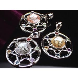 Silver925 ギベオン(メテオライト隕石) 11mm パープル 六芒星