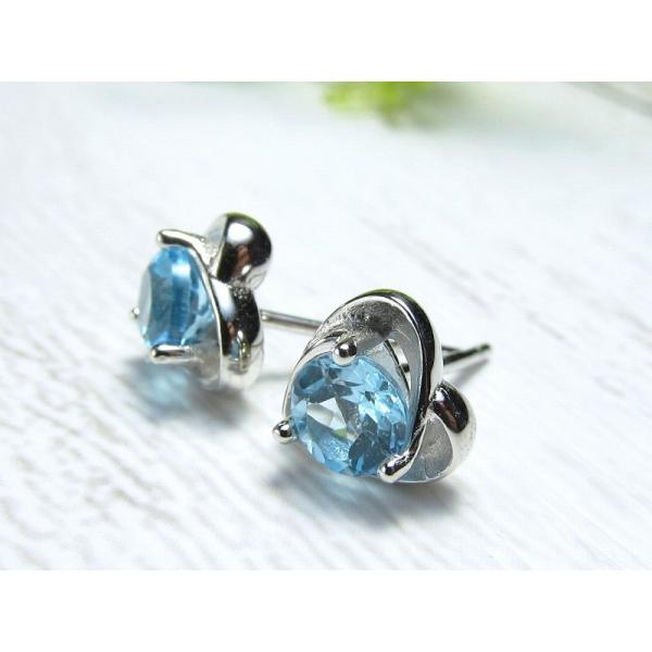 スイスブルートパーズ ピアス ハート型モチーフ ラウンドブリリアントカット 石サイズ直径約5mm 透...