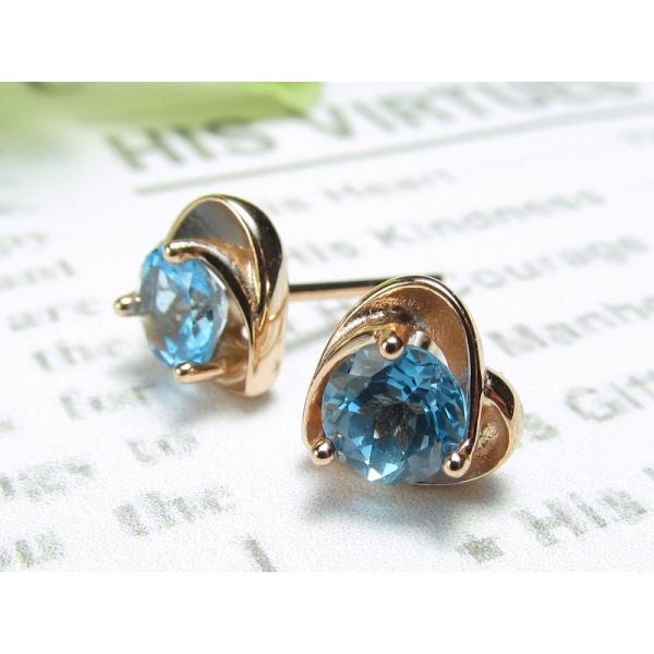 スイスブルートパーズ ピアス ハート型モチーフ ラウンドブリリアントカット 石サイズ直径約5mm 透...