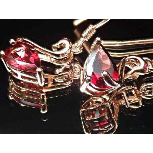 激安宣言 5A アルマンダインガーネット スワンモチーフ ドロップカット ピアス 石サイズ縦約8mm...