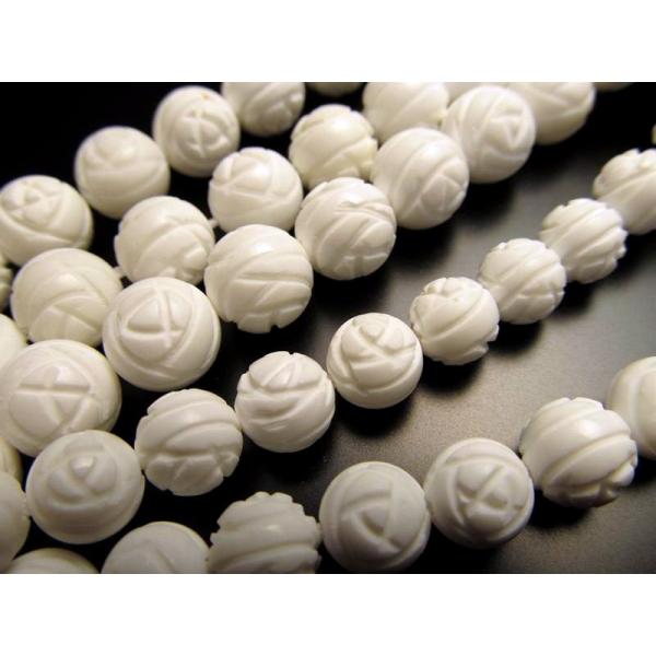 薔薇カット 約8mm珠 ホワイトオニキス 一連 約37-40cm バラカット 極上 天然石 ビーズ ...