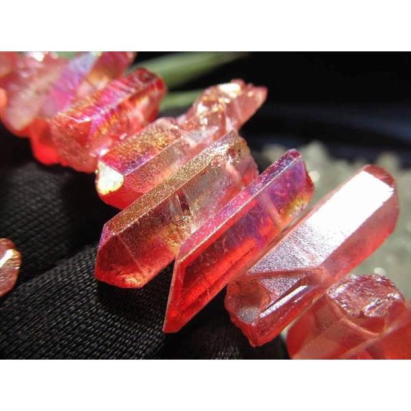 縦約10-30mm レッドオーラ蒸着フロストタイプ ナチュラルポイント連 一連約38-40cm 透明...