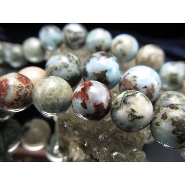 激安宣言 約10mm珠 ラリマー 連 一連 約38-40cm ナチュラル感たっぷりの母岩入りラリマー...