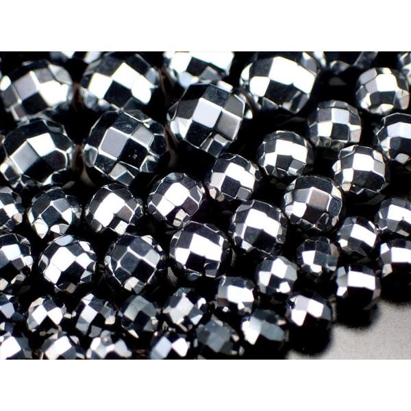テラヘルツ鉱石 64面カットビーズ 約6mm珠 一連 約38-40cm 高級感たっぷり つやつや光沢...