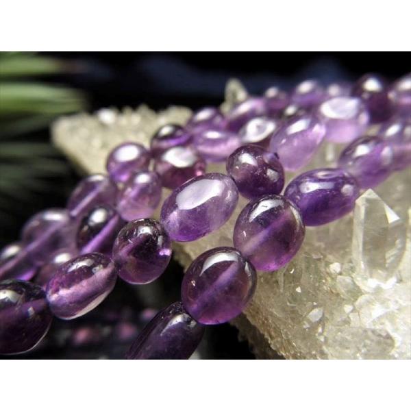 粒サイズ約6mm-8mm アメジスト タンブル 連 Mサイズ 一連 約38-40cm 紫水晶 ブラジ...