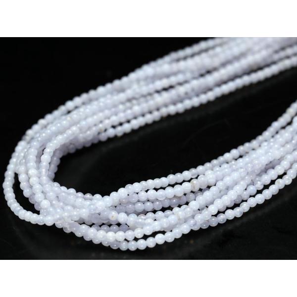 極小 ラウンド 2mm-2.5mm珠 ブルーレースアゲート 一連 約39-41cm 深く優しい癒しの...