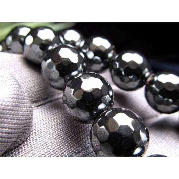 激安宣言 128面カット 約10mm珠 ヘマタイト 赤鉄鉱 一連 約37-39cm ブラジル産 ge...