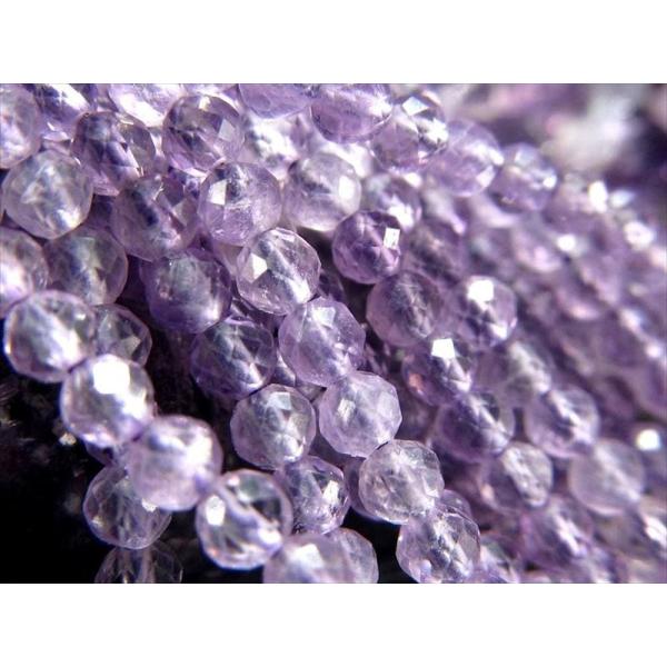 激安宣言 小サイズビーズ 約2.5mm前後 ラベンダーアメジスト 紫水晶 多面カット連 一連 約37...