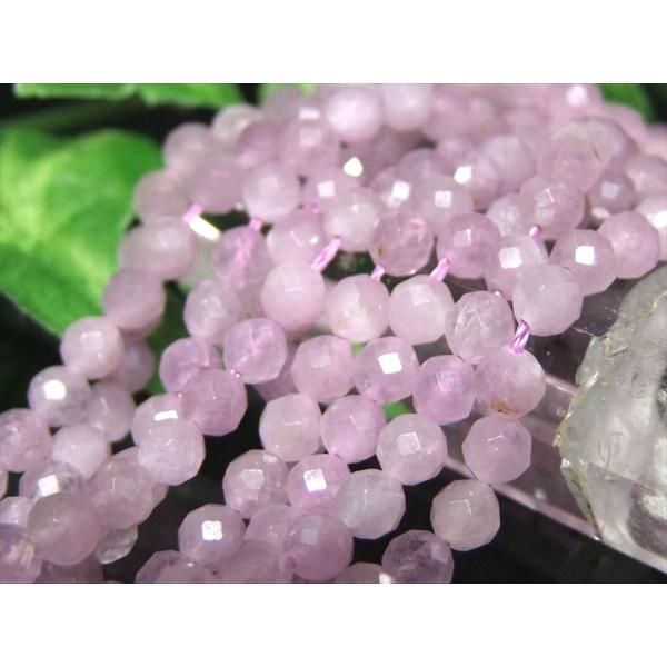 激安宣言 小サイズビーズ 約4mm前後 クンツァイト リチア輝石 多面カット連 一連 約37-39c...