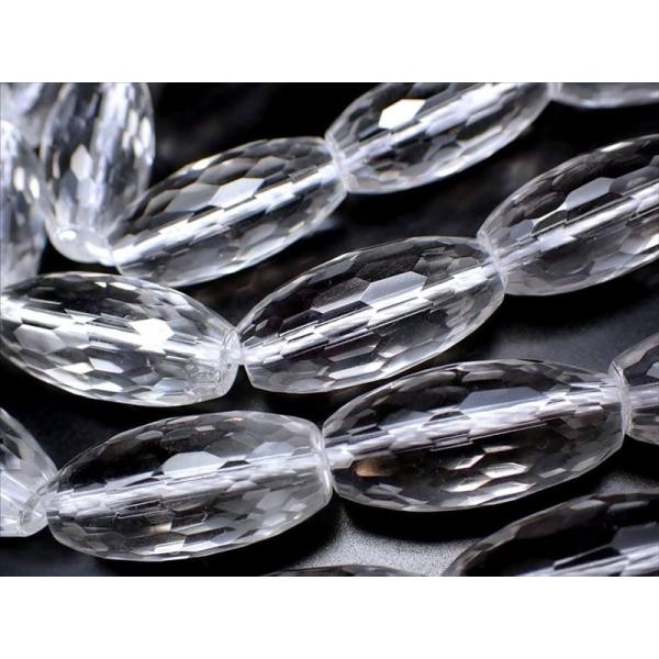 5A 宝石質 天然水晶 天珠型キラキラ多面カット 一連約38-40cm 縦約20mm×幅約10mm珠...