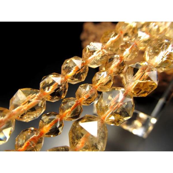 約8mm レインボーシトリン スターカット 一連 約38-40cm 透明シトリン キラキラ宝石質スタ...
