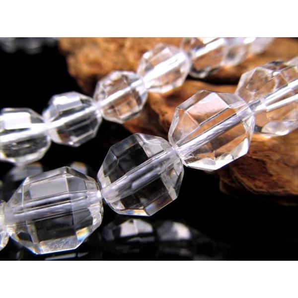 天然水晶 30面ラウンドカット 連 幅約9mm-10mm 長さ約38-40cm 純粋と浄化を象徴する...