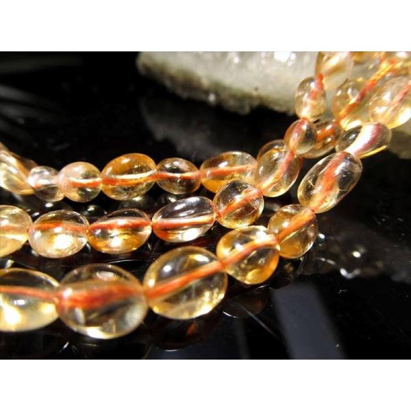 Sサイズ シトリン タンブル 連 幅約4mm-6mm 一連 約38cm-40cm 高品質入荷 お買い...