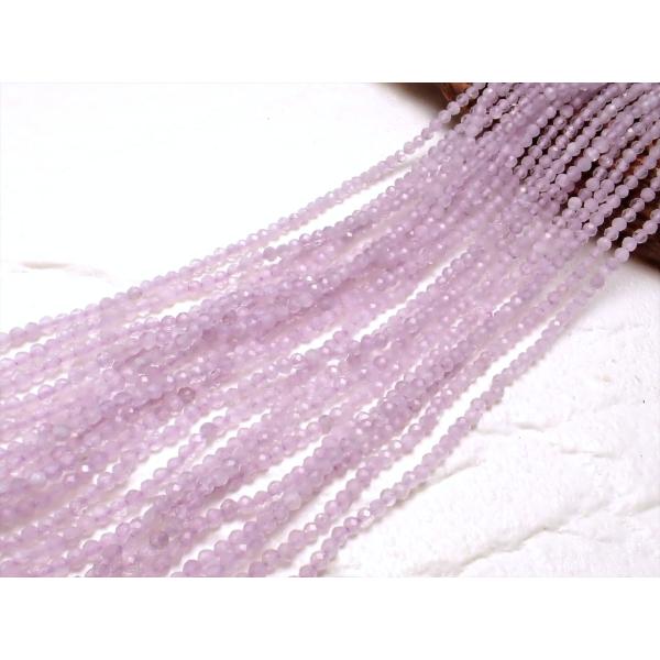 AA 極小サイズ 2mm珠 ラベンダーアメジスト カット 一連 約38-40cm 穴径約0.6mm ...