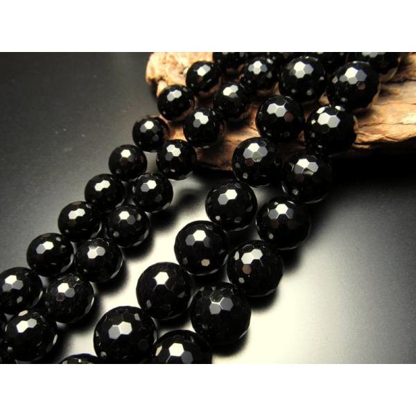 激安宣言 128面カット ブラックオニキス 約12mm珠 一連 約37-39cm ブラジル産 gek...