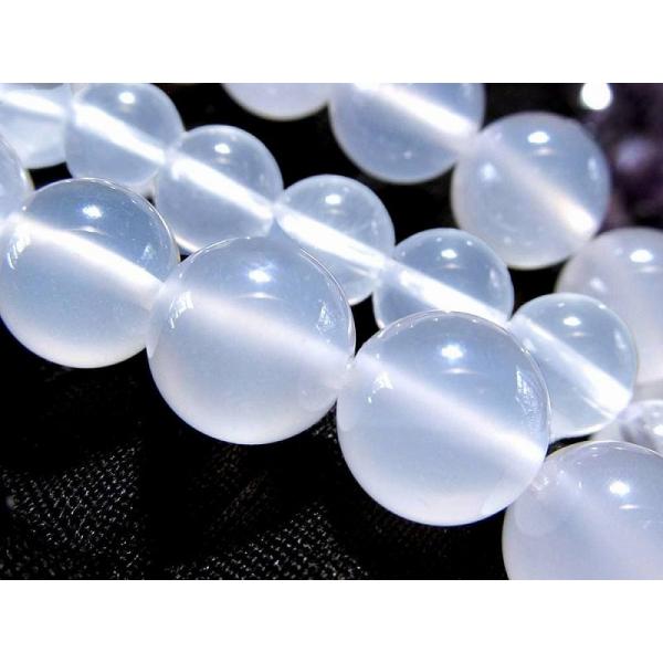 激安宣言 3A 約12mm珠 ホワイトカルセドニー 白玉髄 一連 約37-39cm ブラジル産 ge...