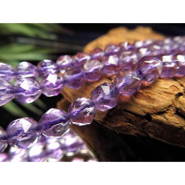 透明タイプ 6mm珠 天然ラベンダーアメジスト・スターカット 一連 約38-40cm 極上宝石質 ス...