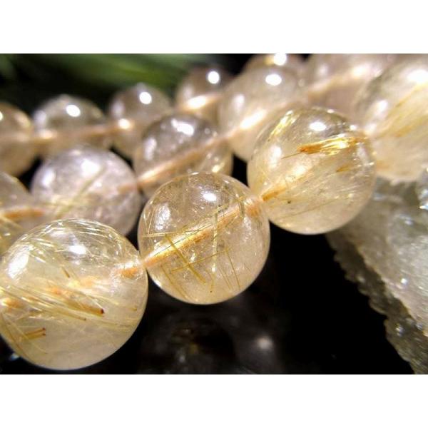 激安宣言 約6mm珠 ゴールドルチルクォーツ 一連 約38-40cm きらきら繊細針 絶妙バランス ...