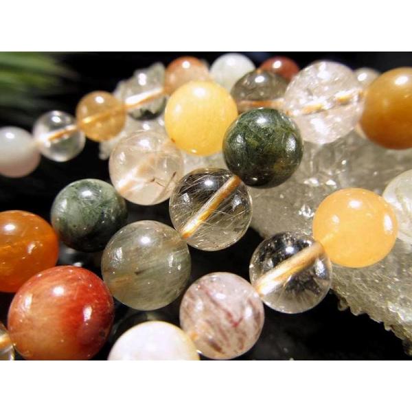 激安宣言 約6mm珠 MIXルチルクォーツ 一連 約37-39cm 様々なルチルが楽しめる お得な連...