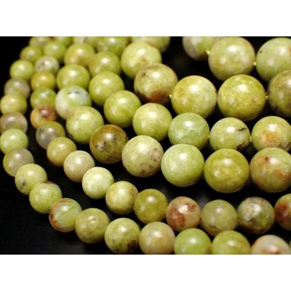 激安宣言 約10mm珠 ライムグリーンオパール一連 約37-39cm 希少色のライムグリーン 個性的...