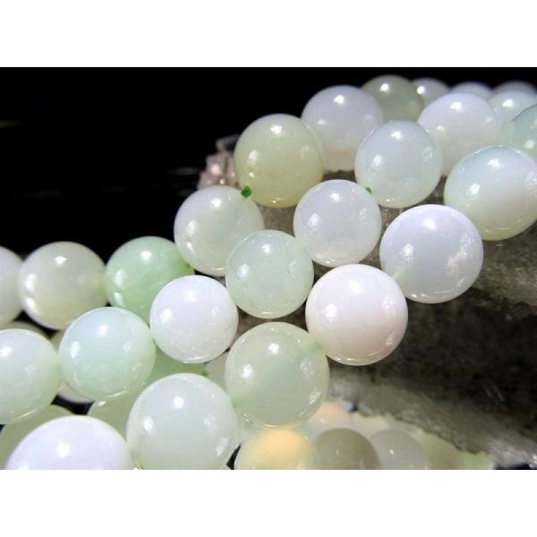 激安宣言 約12mm珠 ミルキーグリーンオパール 蛋白石 一連 約37-39cm ふんわりミルキーカ...